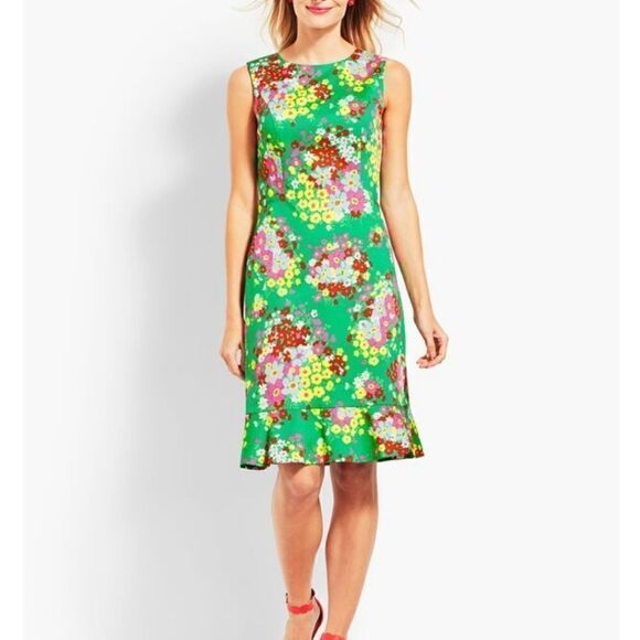 TALBOTS Floral Spring Dress - Size 12 Petite - Picture 1 of 8